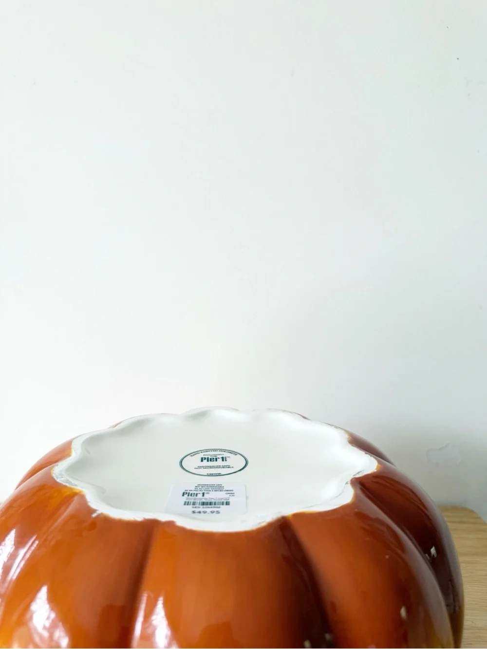 Pier 1 Hand Painted Dolomite Ceramic Pumpkin Soup Tureen Covered Casserole Dish